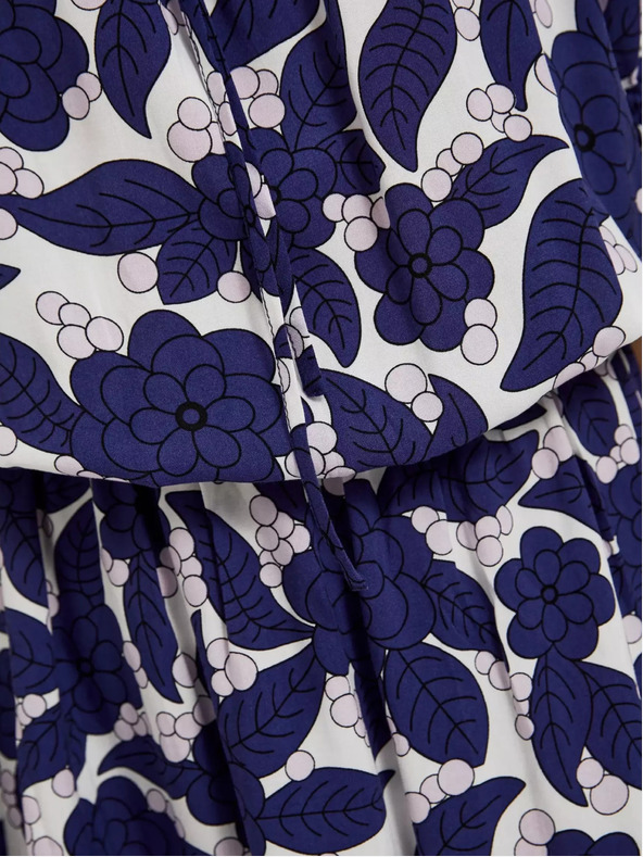 Moodo Fialové kvetinové šaty s volánovými rukávmi Moodo