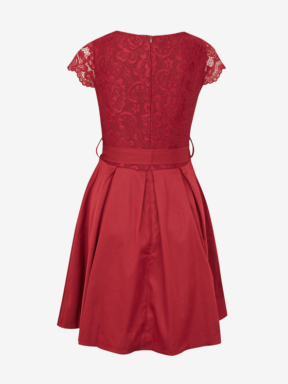 numoco Šaty s výstrihom a čipkou - bordové Numoco ANNA