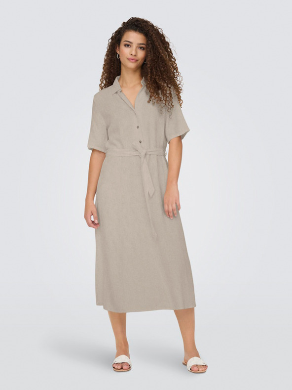 Jacqueline de Yong Béžové dámske košeľové šaty JDY