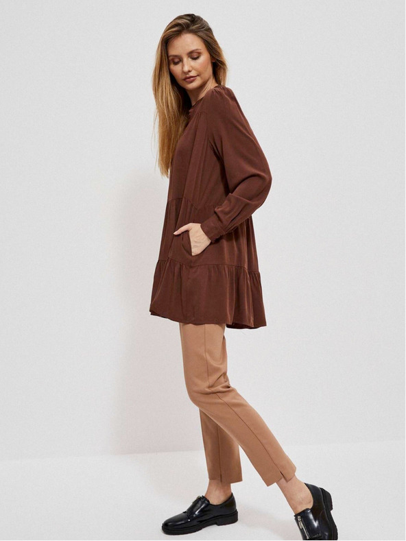 Moodo Hnedé dámske šaty Moodo