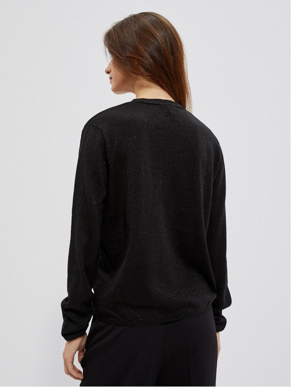 Moodo Čierny dámsky sveter s výstrihom do V Moodo