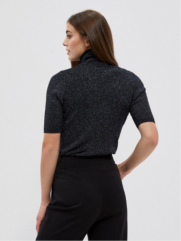 Moodo Čierny dámsky rolák s kovovou niťou Moodo