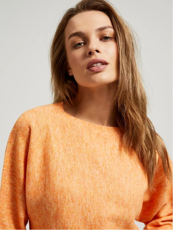 Moodo Oranžový sveter s 3/4 rukávmi Moodo