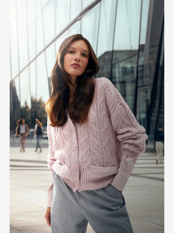 Moodo Svetloružový dámsky sveter Moodo