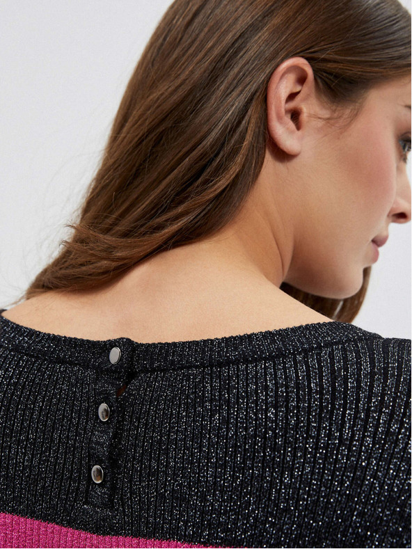 Moodo Čierny dámsky sveter s kovovou čiernou niťou Moodo