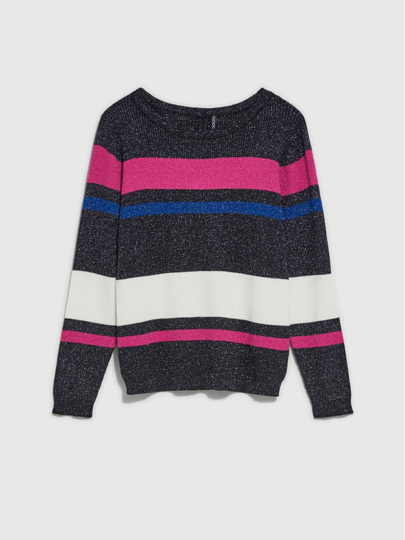 Moodo Čierny dámsky sveter s kovovou čiernou niťou Moodo