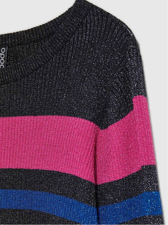 Moodo Čierny dámsky sveter s kovovou čiernou niťou Moodo