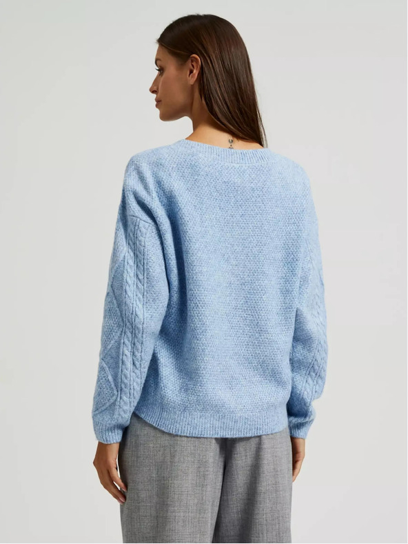 Moodo Modrý kardigán s výstrihom do V Moodo