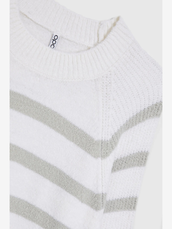 Moodo Moodo Sivý pruhovaný biely sveter