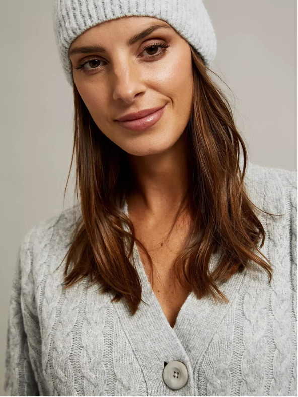 Moodo Šedý krátky sveter s gombíkmi Moodo