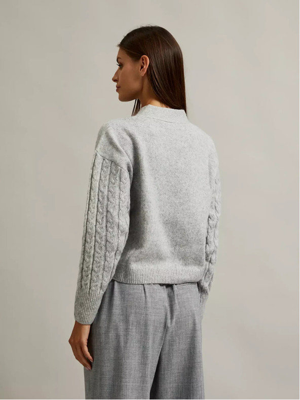 Moodo Šedý krátky sveter s gombíkmi Moodo