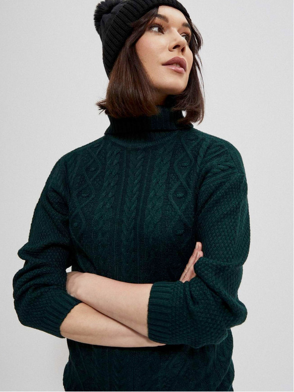 Moodo Tmavozelený dámsky sveter Moodo