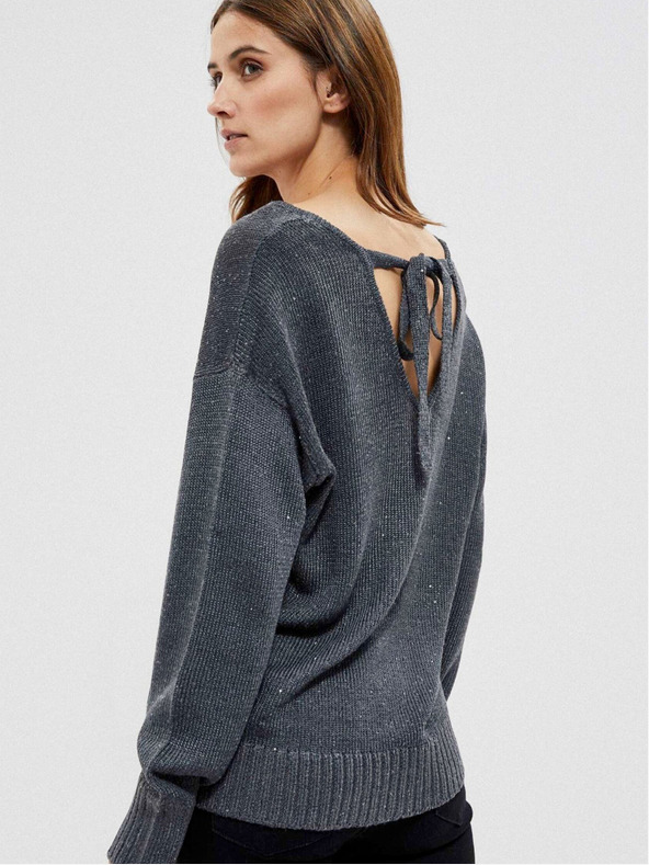Moodo Šedý dámsky lesklý sveter Moodo