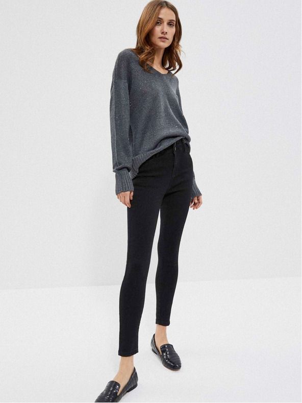 Moodo Šedý dámsky lesklý sveter Moodo