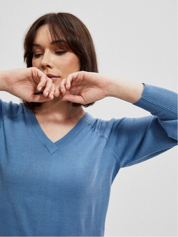 Moodo Modrý dámsky sveter Moodo