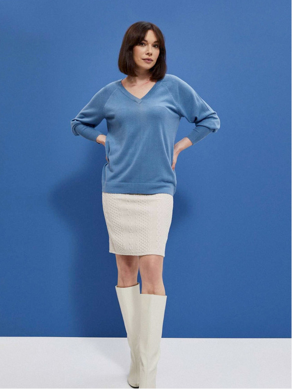 Moodo Modrý dámsky sveter Moodo