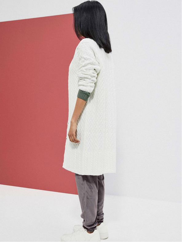 Moodo Biely dámsky dlhý sveter Moodo