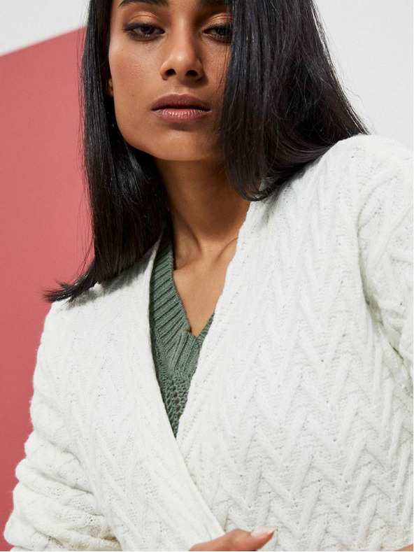 Moodo Biely dámsky dlhý sveter Moodo