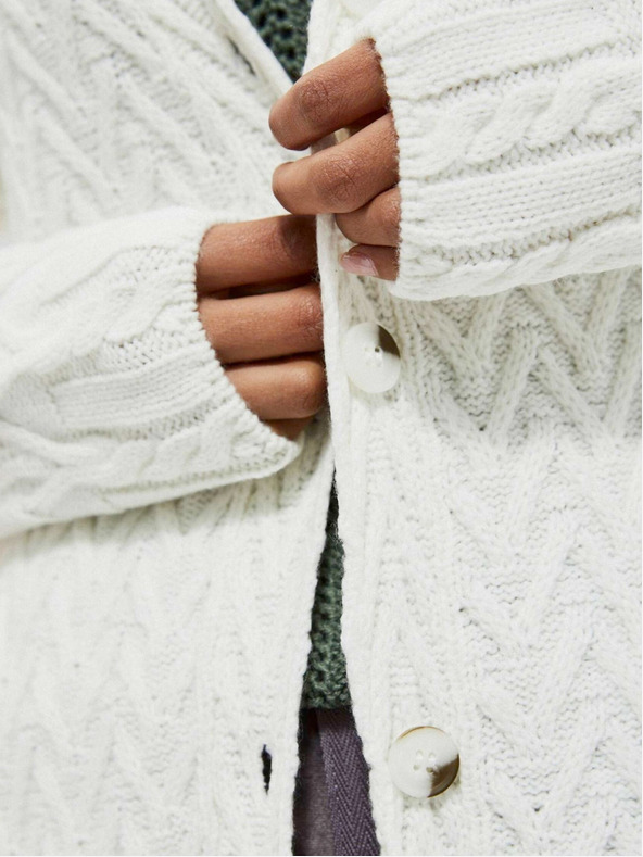 Moodo Biely dámsky dlhý sveter Moodo