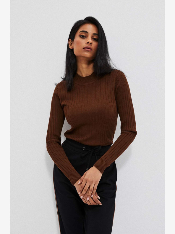 Moodo Hnedý dámsky sveter Moodo