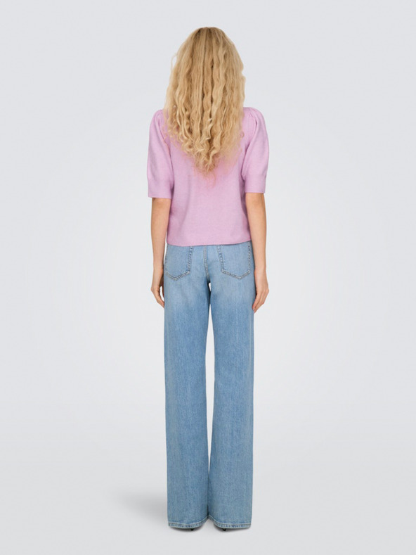 ONLY Ružový dámsky sveter s krátkym rukávom ONLY ONLRICA