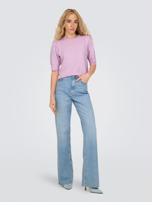 ONLY Ružový dámsky sveter s krátkym rukávom ONLY ONLRICA