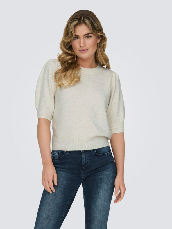 ONLY Béžový dámsky sveter s krátkym rukávom ONLY ONLRICA