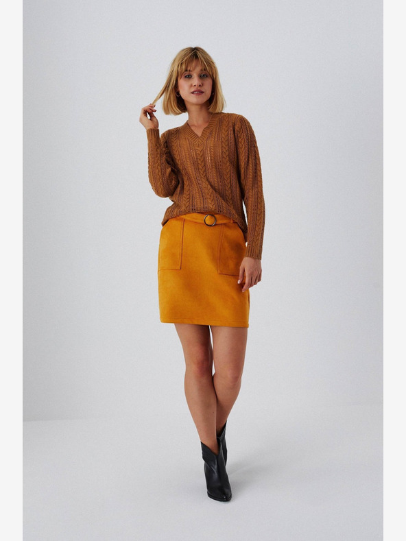 Moodo Oranžová dámska semišová sukňa Moodo