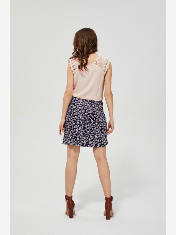 Moodo Tmavomodrá dámska sukňa s kvetmi Moodo