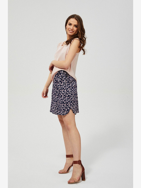 Moodo Tmavomodrá dámska sukňa s kvetmi Moodo