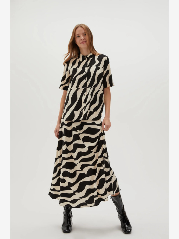 Moodo Moodo Béžovo-čierna dámska vzorovaná šatka