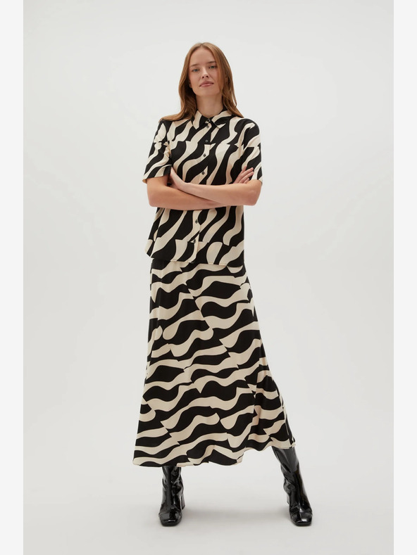 Moodo Moodo Béžovo-čierna dámska vzorovaná šatka