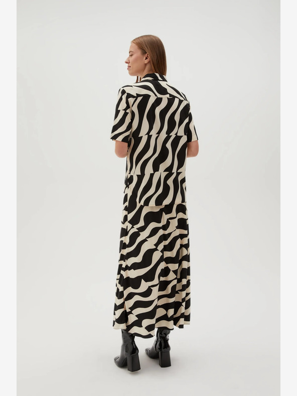 Moodo Moodo Béžovo-čierna dámska vzorovaná šatka