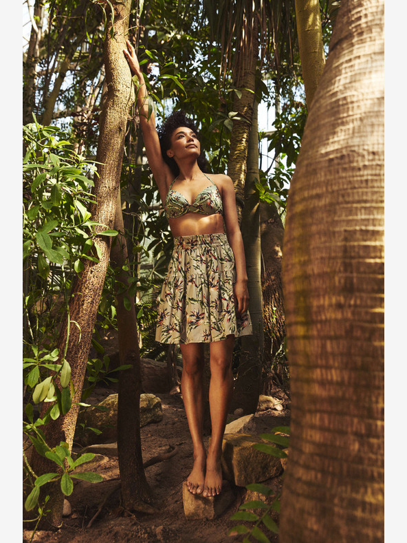 Moodo Svetlozelená dámska kvetinová sukňa Moodo