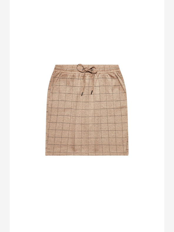Moodo Hnedá dámska kockovaná sukňa Moodo