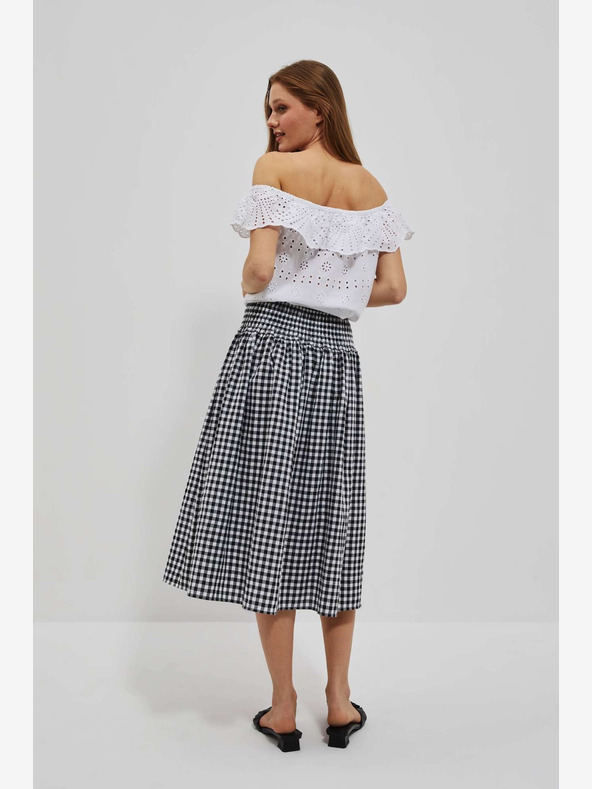 Moodo Biela a čierna dámska károvaná sukňa Moodo