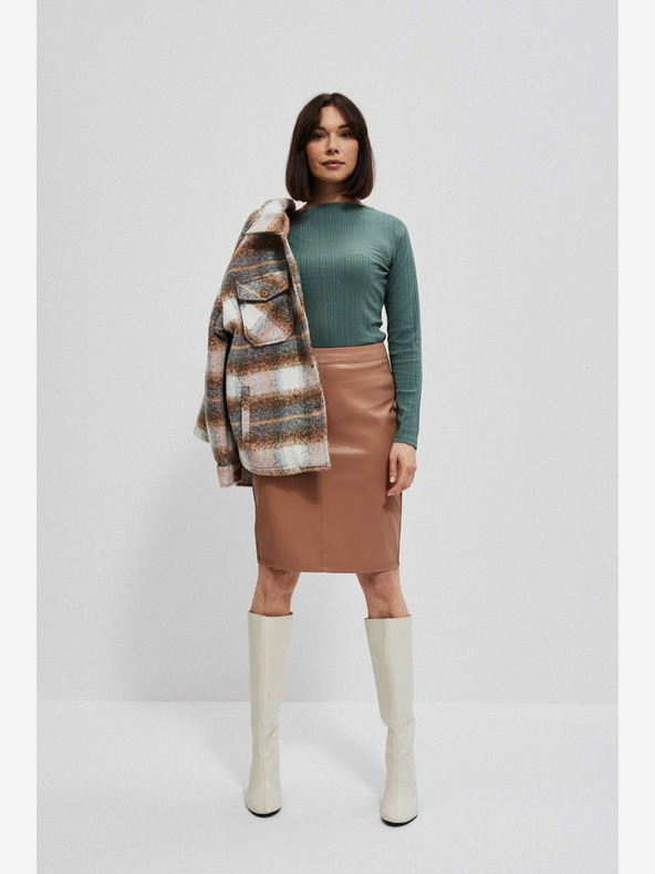 Moodo Hnedá dámska koženková sukňa Moodo