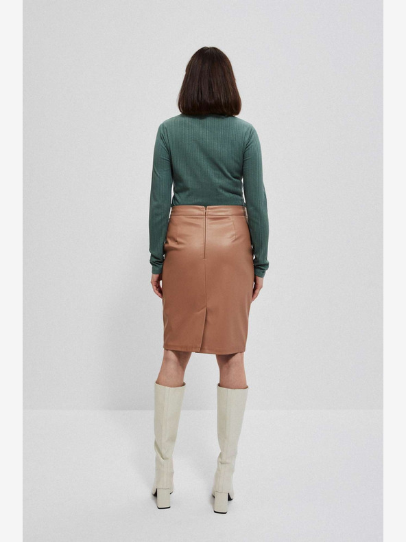 Moodo Hnedá dámska koženková sukňa Moodo