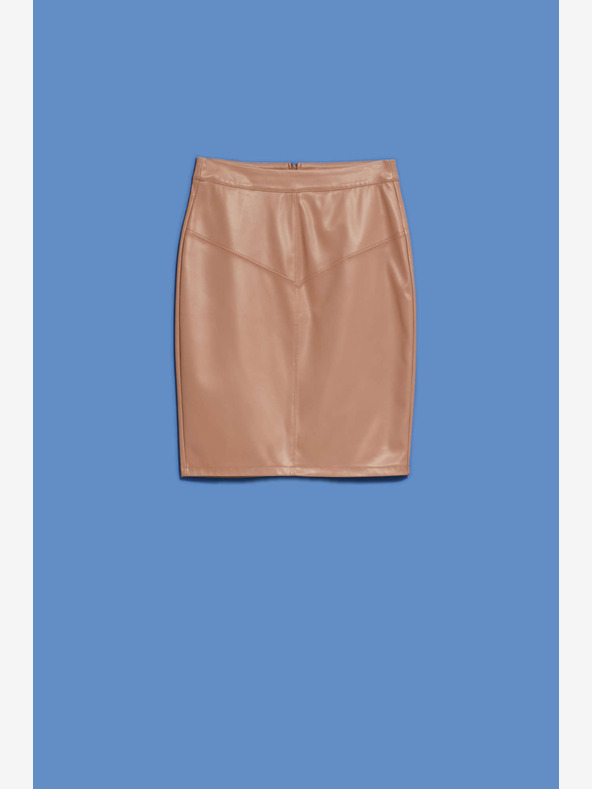 Moodo Hnedá dámska koženková sukňa Moodo