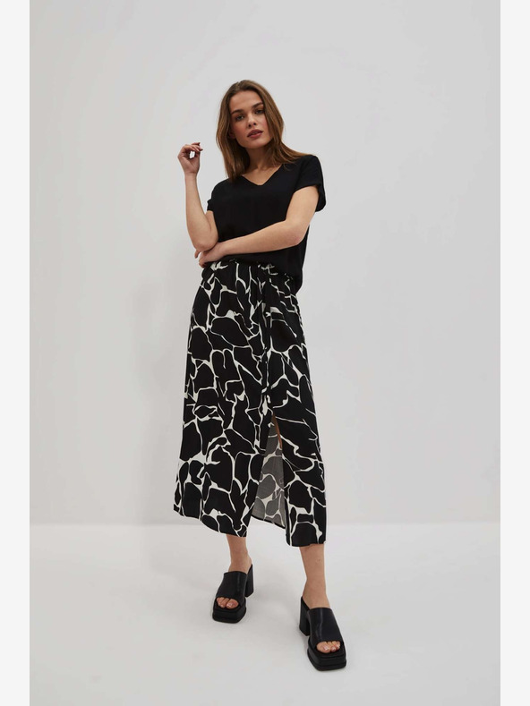 Moodo Biela a čierna dámska vzorovaná sukňa Moodo