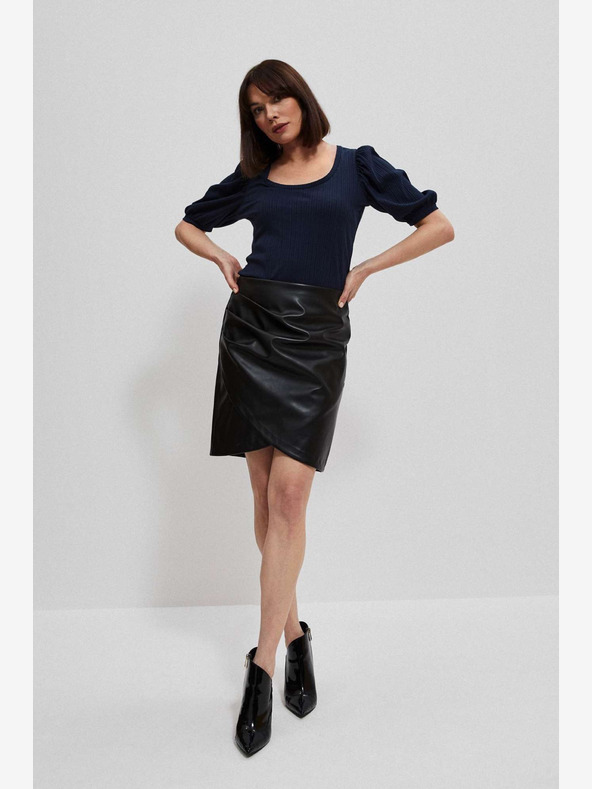 Moodo Čierna dámska koženková sukňa Moodo