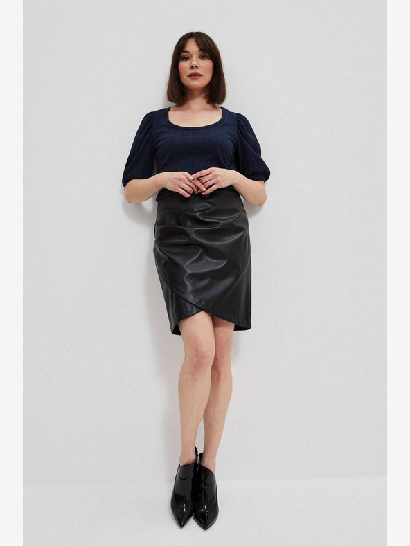 Moodo Čierna dámska koženková sukňa Moodo