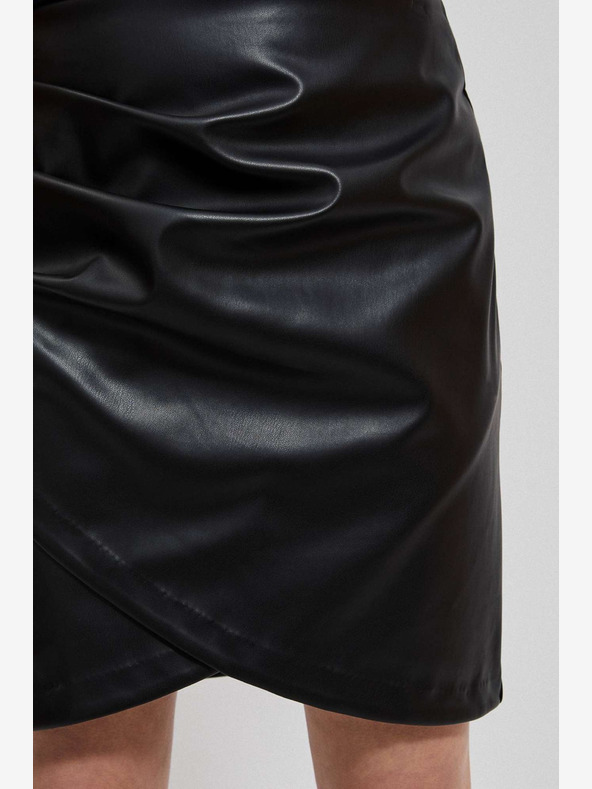Moodo Čierna dámska koženková sukňa Moodo