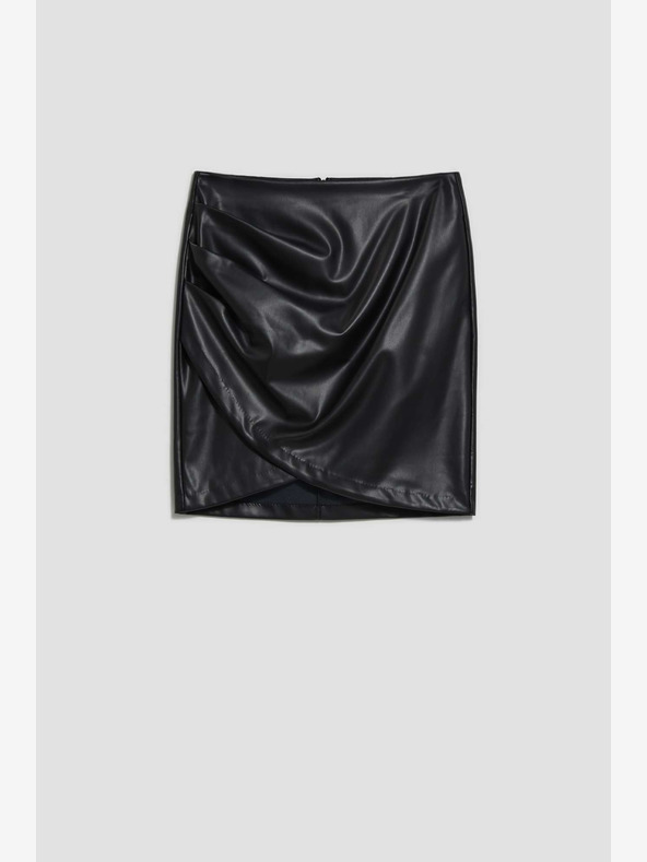 Moodo Čierna dámska koženková sukňa Moodo