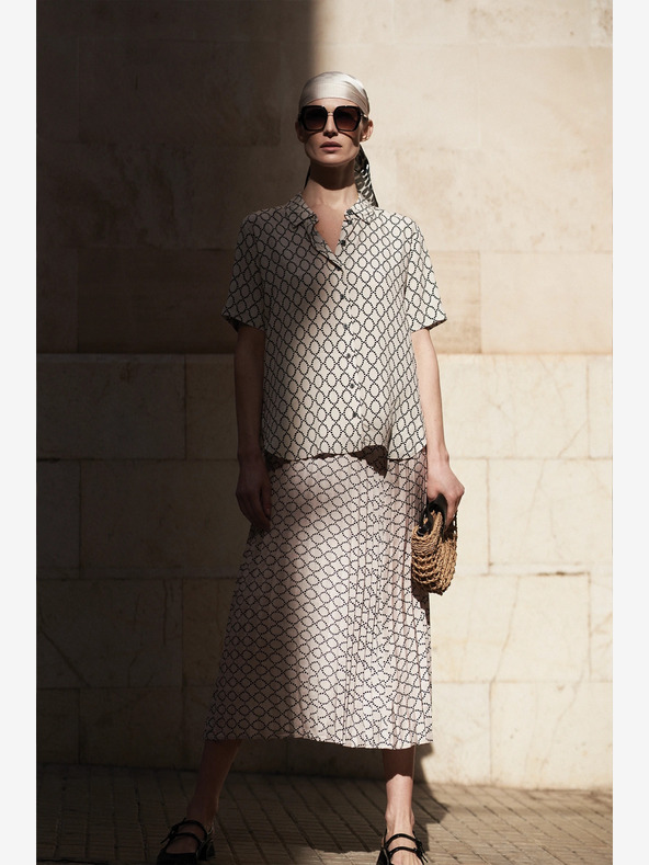 Moodo Béžová dámska vzorovaná skladaná sukňa Moodo