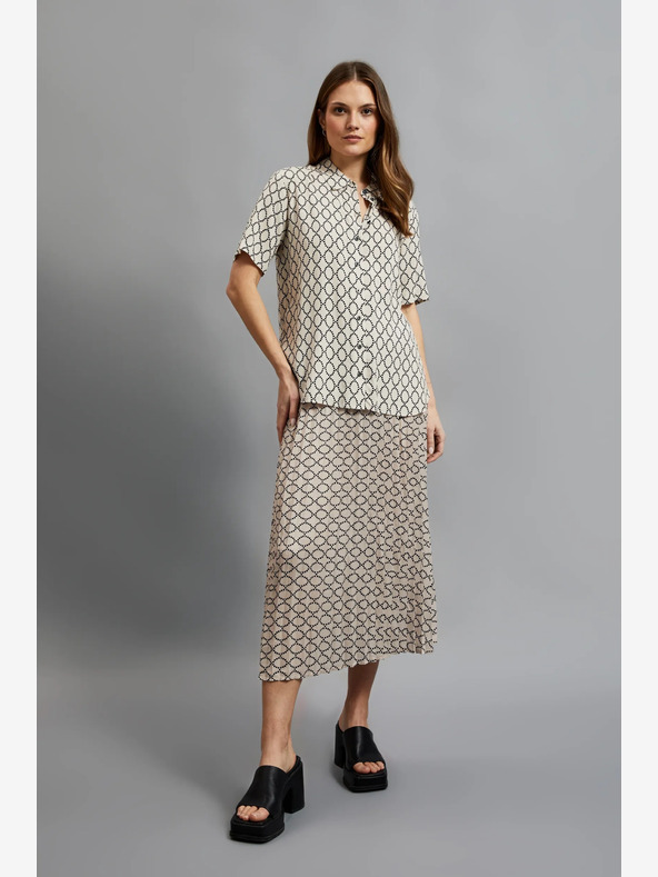 Moodo Béžová dámska vzorovaná skladaná sukňa Moodo