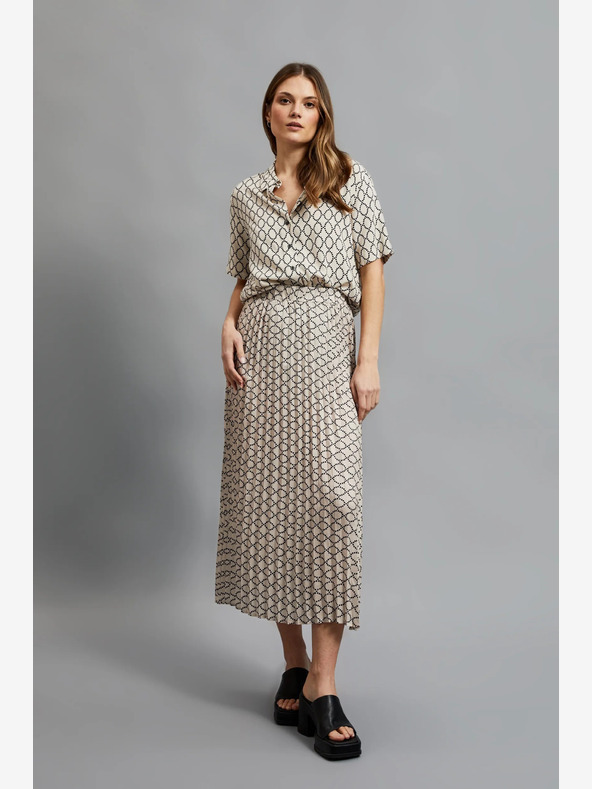 Moodo Béžová dámska vzorovaná skladaná sukňa Moodo