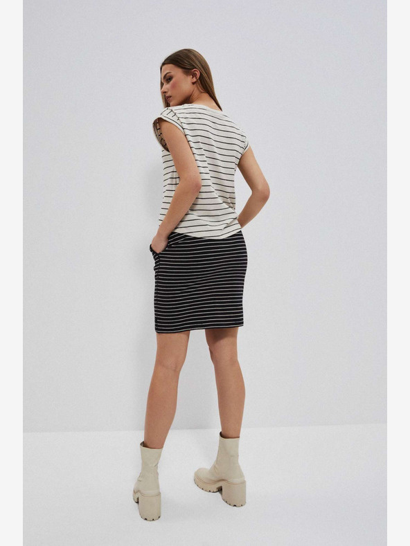 Moodo Moodo Biela a čierna dámska pruhovaná sukňa