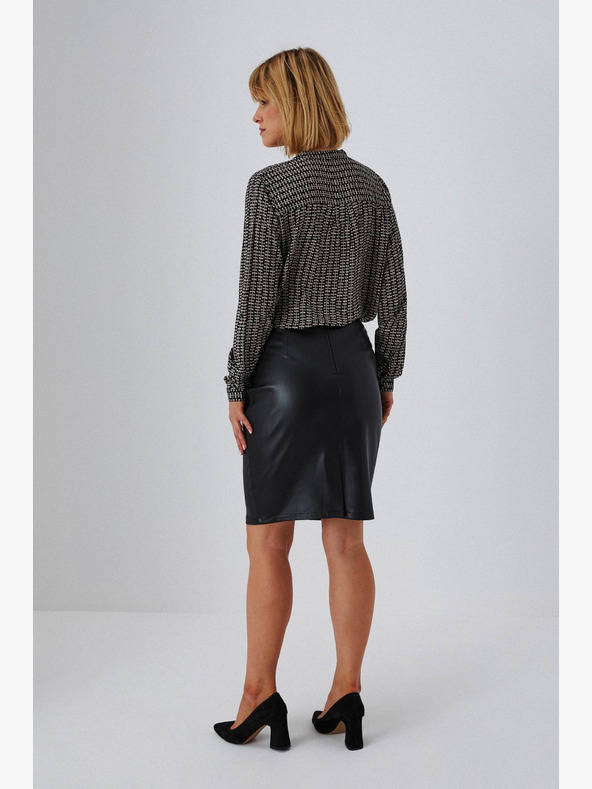 Moodo Čierna dámska koženková sukňa Moodo