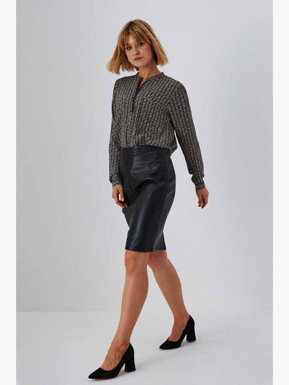 Moodo Čierna dámska koženková sukňa Moodo